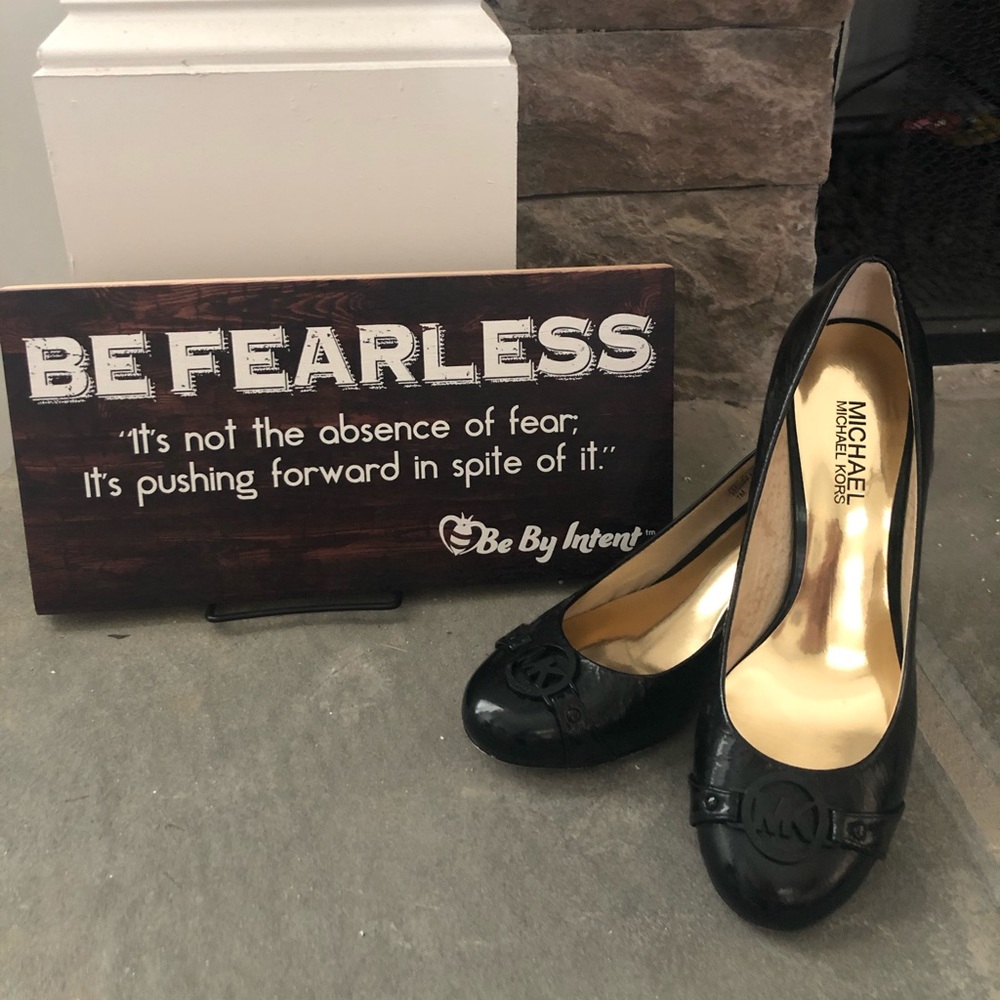 Michael Kors Black Logo Charm Kitten Heel Pump